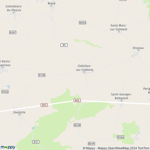 La carte pour la ville de Châtillon-sur-Colmont 53100