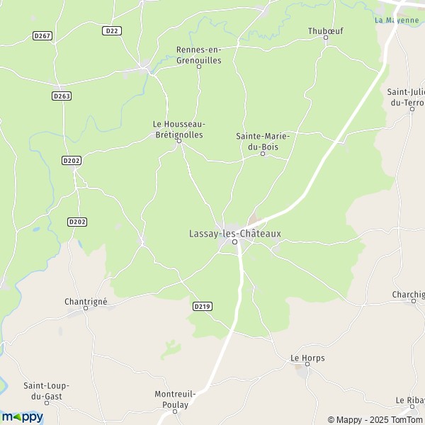 La carte pour la ville de Lassay-les-Châteaux 53110