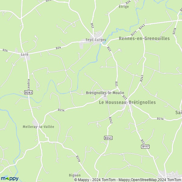 La carte pour la ville de Le Housseau-Brétignolles 53110