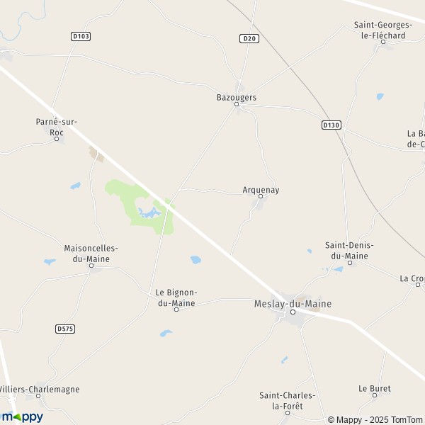 La carte pour la ville de Arquenay 53170