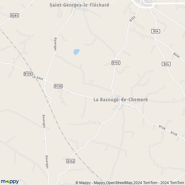 La carte pour la ville de La Bazouge-de-Chemeré 53170