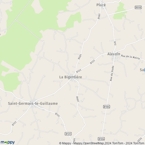 La carte pour la ville de La Bigottière 53240