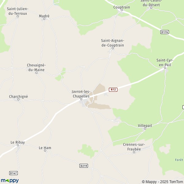 La carte pour la ville de Javron-les-Chapelles 53250