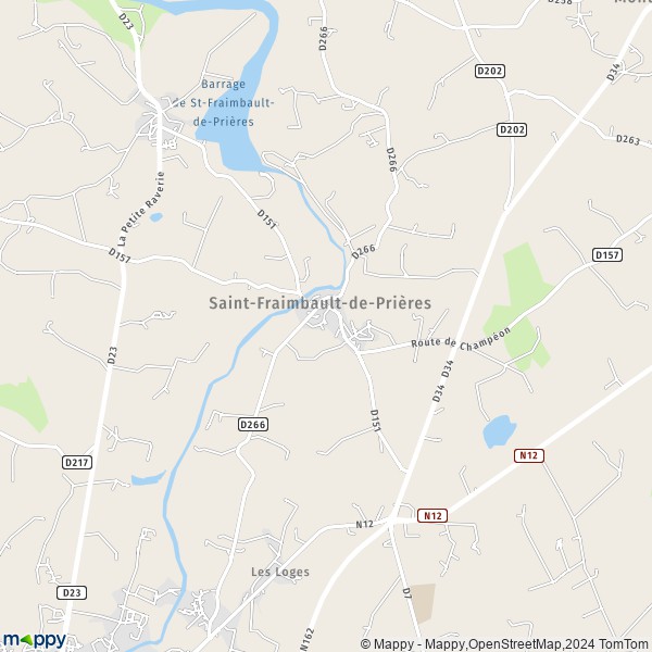 La carte pour la ville de Saint-Fraimbault-de-Prières 53300