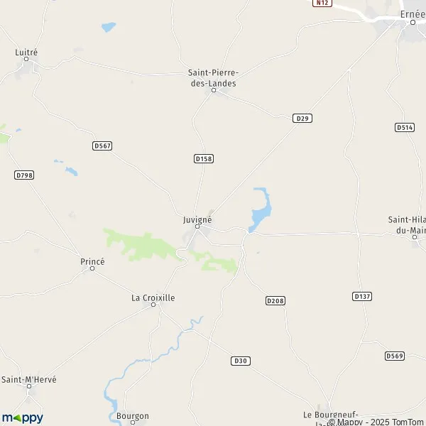 Plan Juvigné carte de Juvigné (53380) et infos pratiques