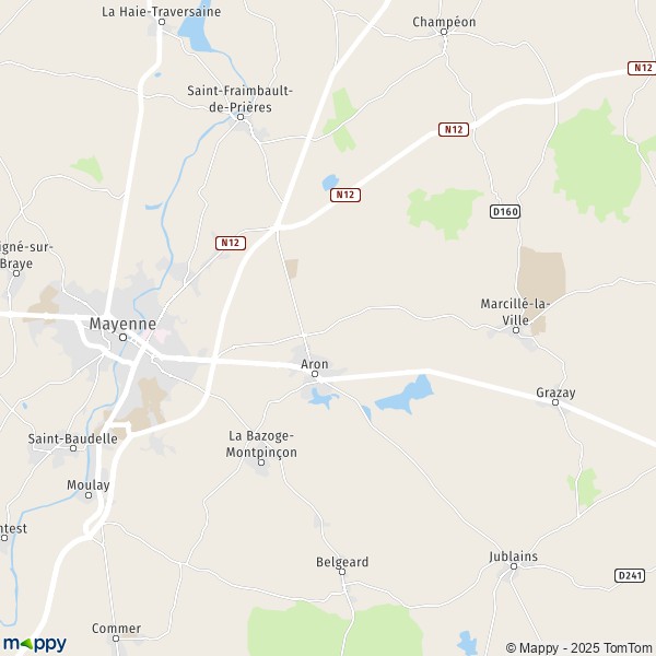 La carte pour la ville de Aron 53440