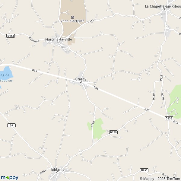 La carte pour la ville de Grazay 53440