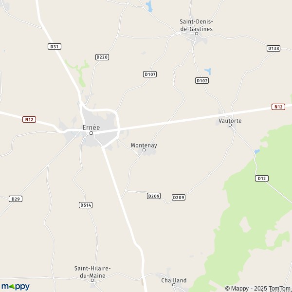 La carte pour la ville de Montenay 53500