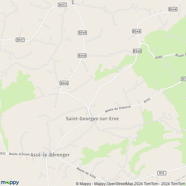 La carte pour la ville de Saint-Georges-sur-Erve 53600