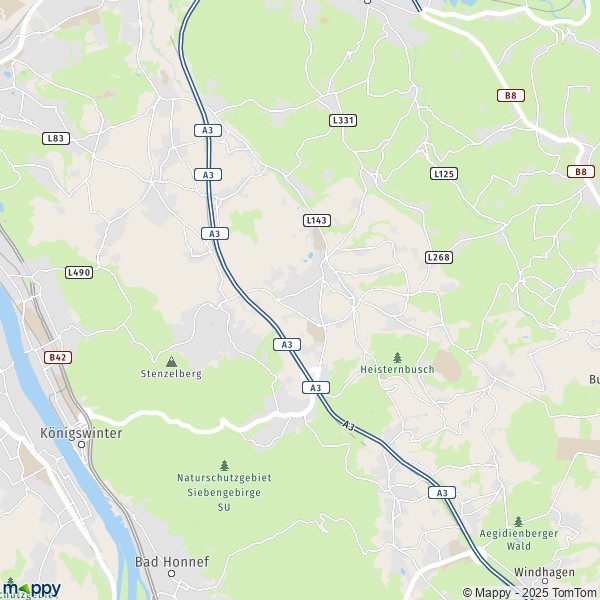 La carte pour la ville de 53639 Königswinter