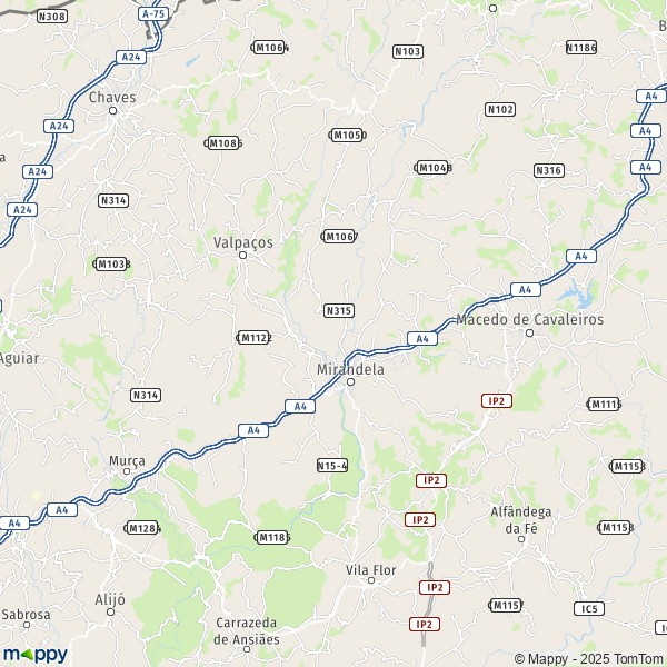 La carte pour la ville de 5370-5385 Mirandela