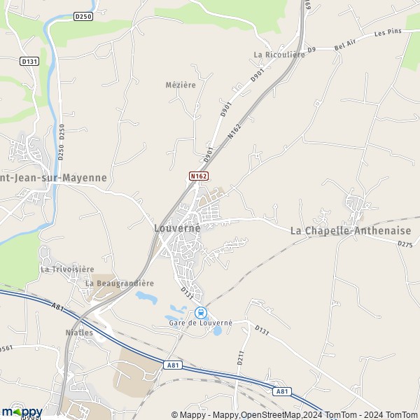 La carte pour la ville de Louverné 53950