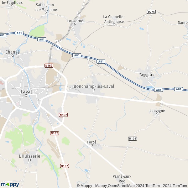 La carte pour la ville de Bonchamp-lès-Laval 53960