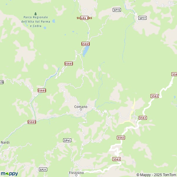La carte pour la ville de Comano 54015