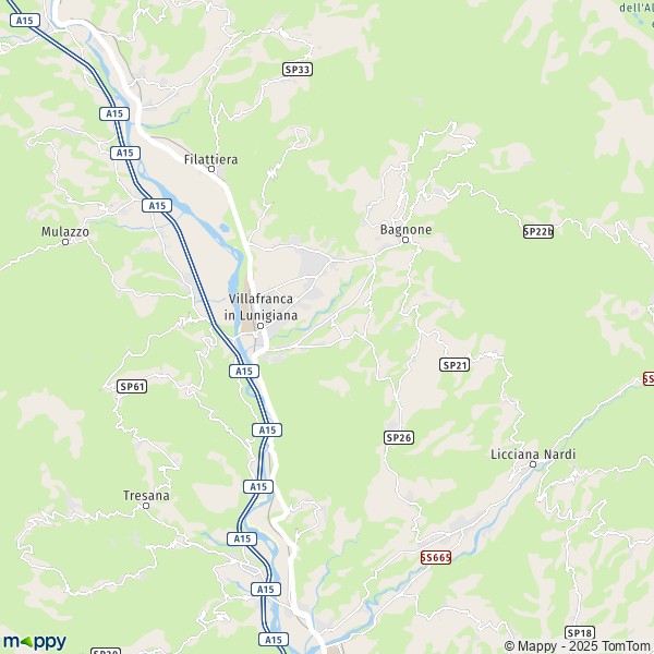 La carte pour la ville de Villafranca in Lunigiana 54028