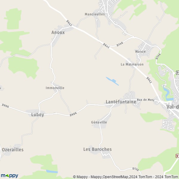 La carte pour la ville de Lantéfontaine 54150