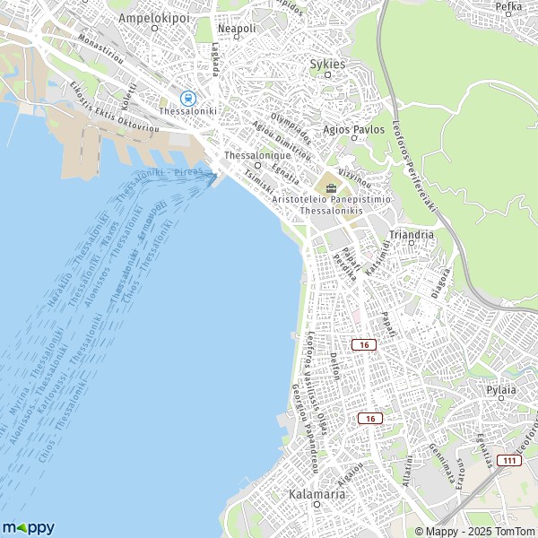 La carte pour la ville de Thessalonique 542 48-567 28