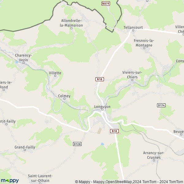 La carte pour la ville de Longuyon 54260