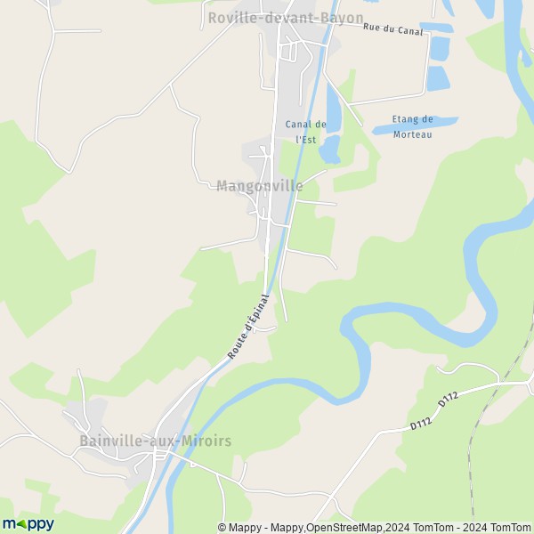 La carte pour la ville de Mangonville 54290