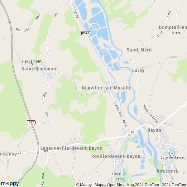 La carte pour la ville de Neuviller-sur-Moselle 54290