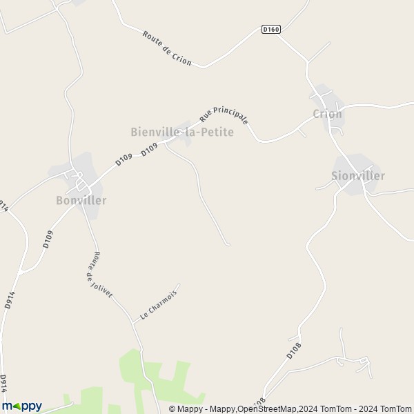 La carte pour la ville de Bienville-la-Petite 54300
