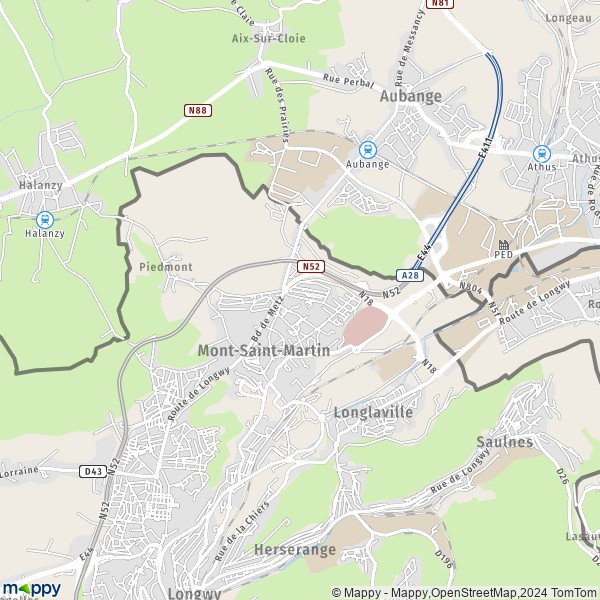 La carte pour la ville de Mont-Saint-Martin 54350