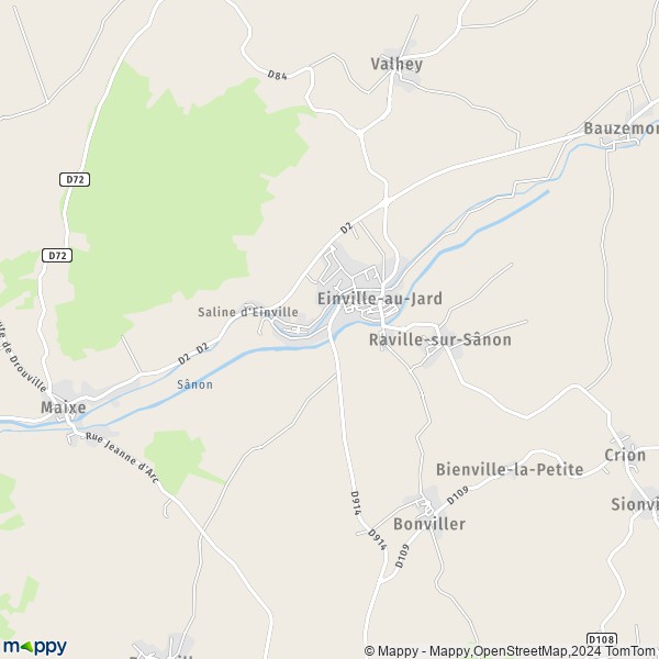 La carte pour la ville de Einville-au-Jard 54370