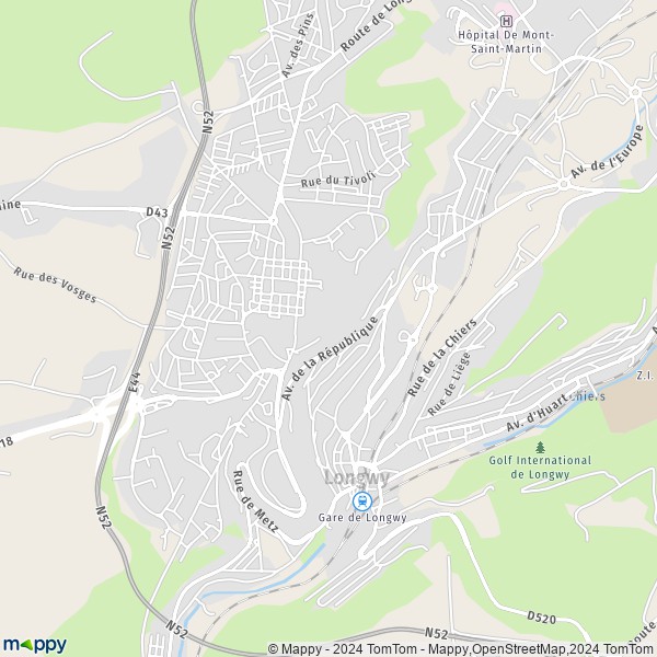 La carte pour la ville de Longwy 54400