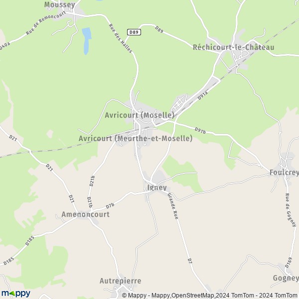 La carte pour la ville de Avricourt (Meurthe-et-Moselle) 54450