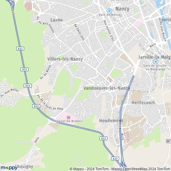 La carte pour la ville de Vandoeuvre-lès-Nancy 54500