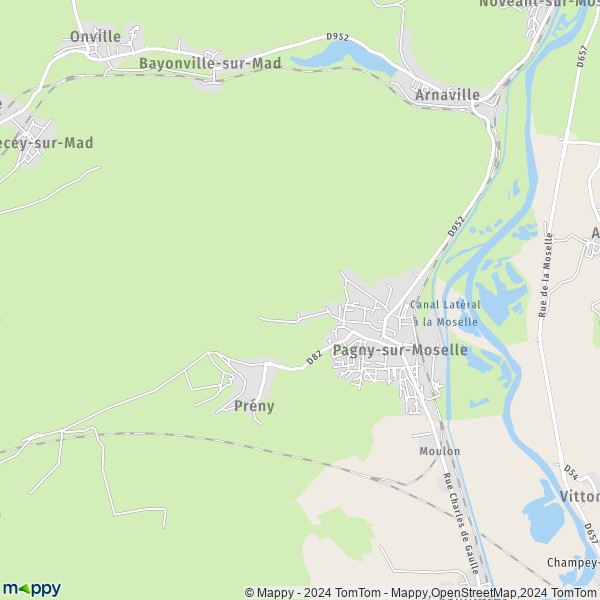 La carte pour la ville de Pagny-sur-Moselle 54530