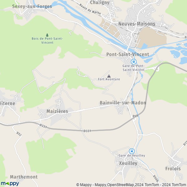 La carte pour la ville de Bainville-sur-Madon 54550