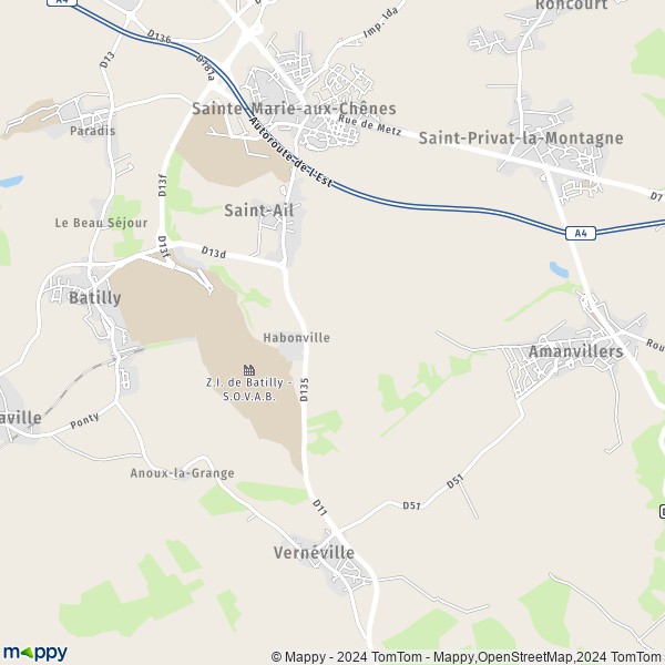 La carte pour la ville de Saint-Ail 54580
