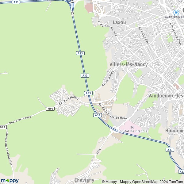 La carte pour la ville de Villers-lès-Nancy 54600
