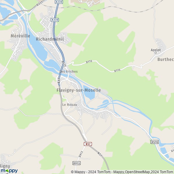 La carte pour la ville de Flavigny-sur-Moselle 54630