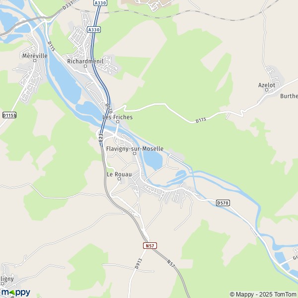 La carte pour la ville de Flavigny-sur-Moselle 54630