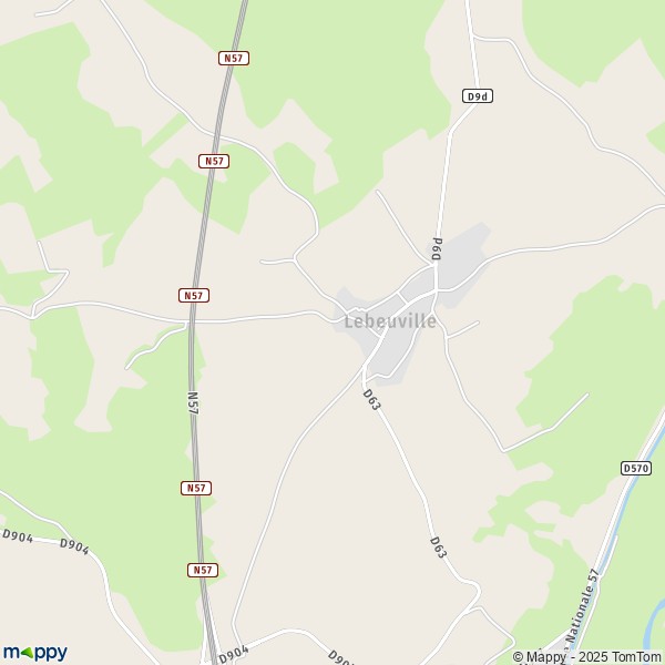 La carte pour la ville de Lebeuville 54740