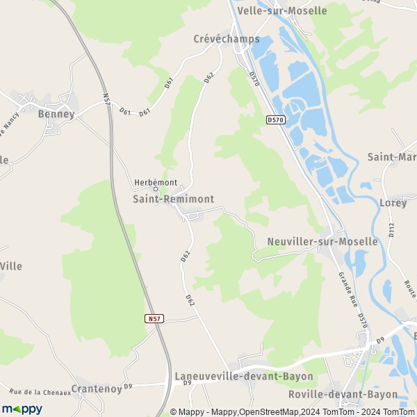 La carte pour la ville de Saint-Remimont 54740