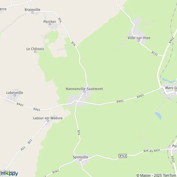Plan HannonvilleSuzémont carte de HannonvilleSuzémont (54800) et
