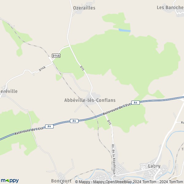 La carte pour la ville de Abbéville-lès-Conflans 54800