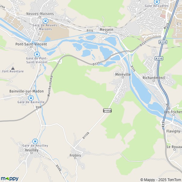 La carte pour la ville de Méréville 54850