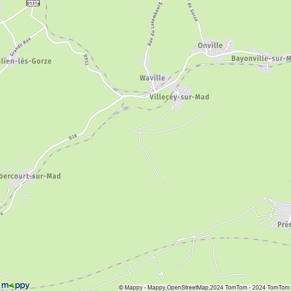 La carte pour la ville de Villecey-sur-Mad 54890