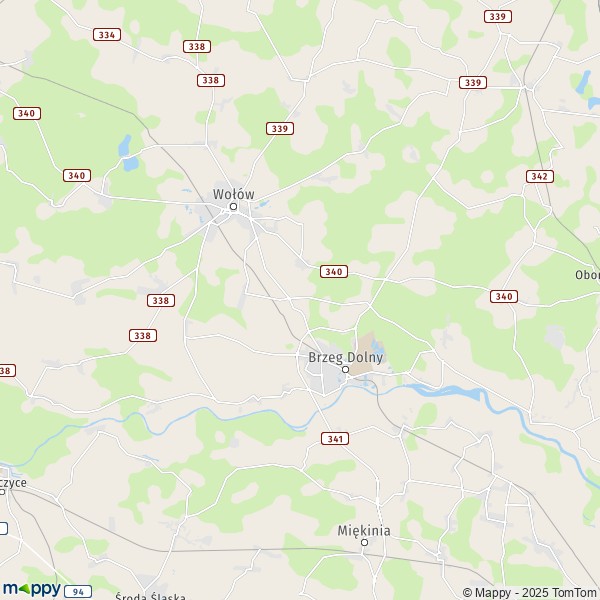 La carte pour la ville de Gmina Brzeg Dolny 55-330-56-120