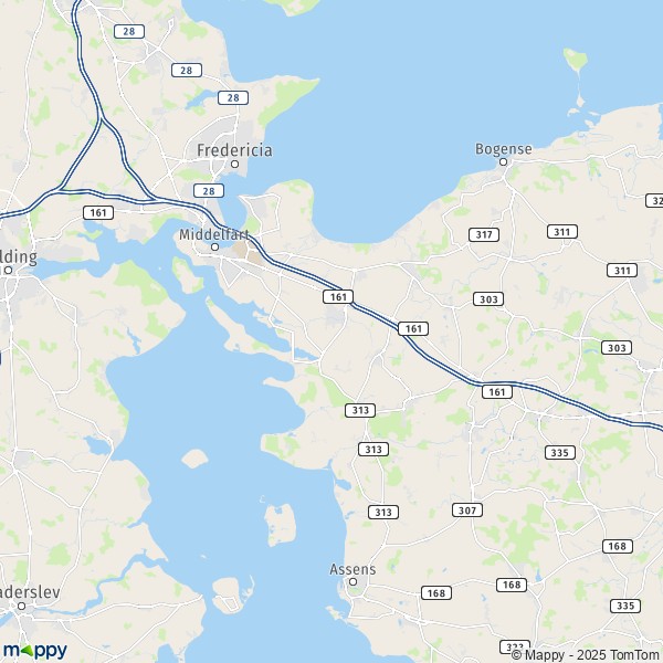 La carte pour la ville de Middelfart 5500