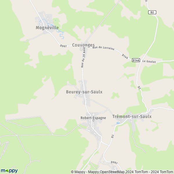 La carte pour la ville de Beurey-sur-Saulx 55000