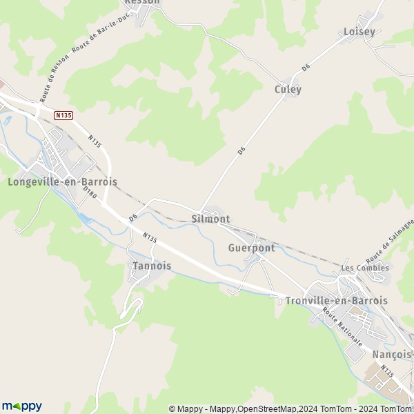 La carte pour la ville de Silmont 55000