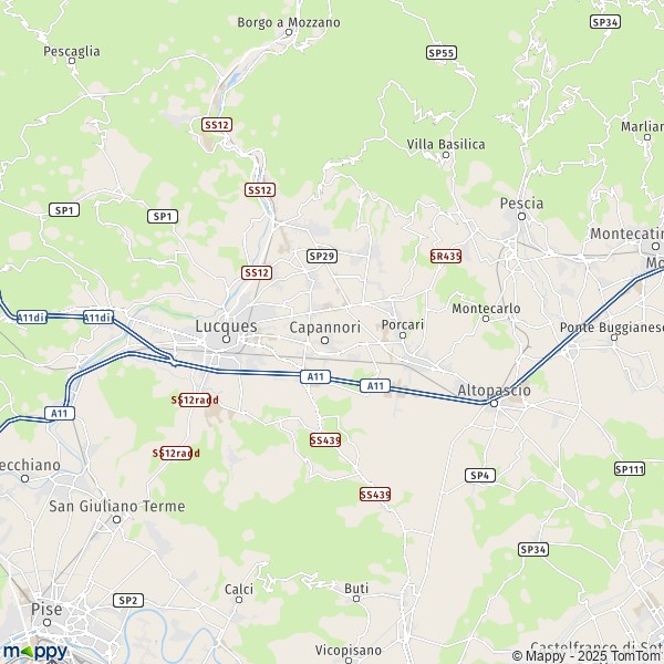 La carte pour la ville de Capannori 55010-55062
