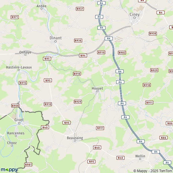 La carte pour la ville de 5503-5564 Houyet