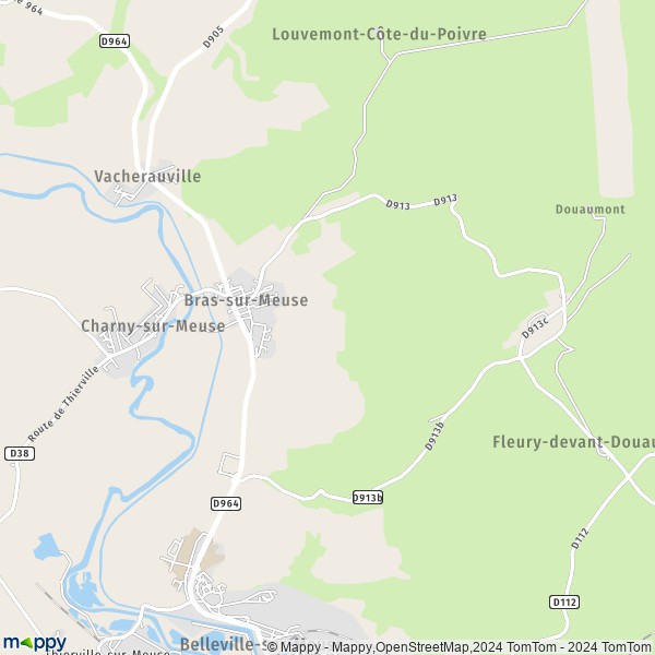 La carte pour la ville de Bras-sur-Meuse 55100