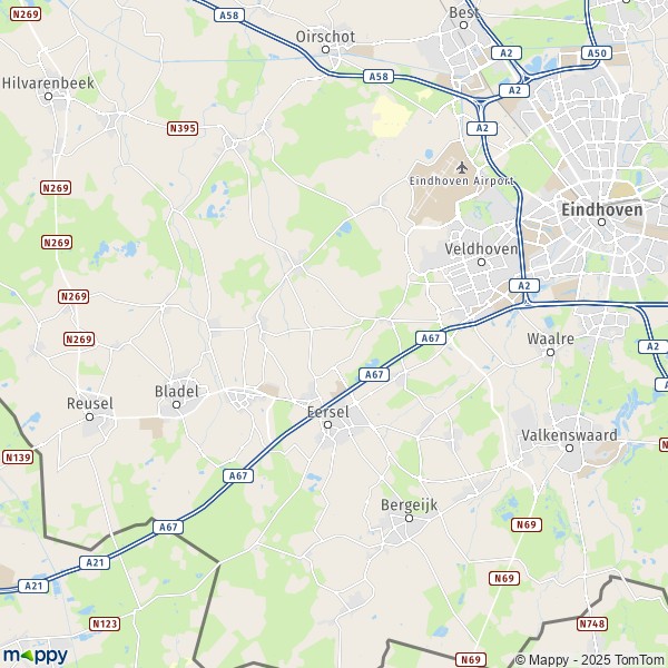 La carte pour la ville de Eersel 5511-5525